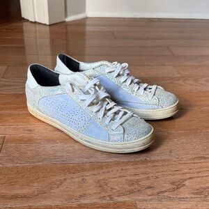 P448 Silver Glitter Sneakers with White Accents